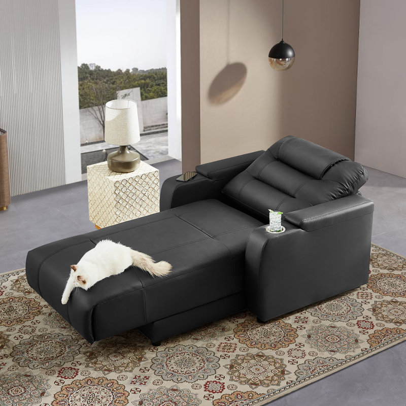 Latitude Run® Elliani Electric Faux Leather Chaise Lounge Latitude Run® Elliani Electric Faux Leather Chaise Lounge